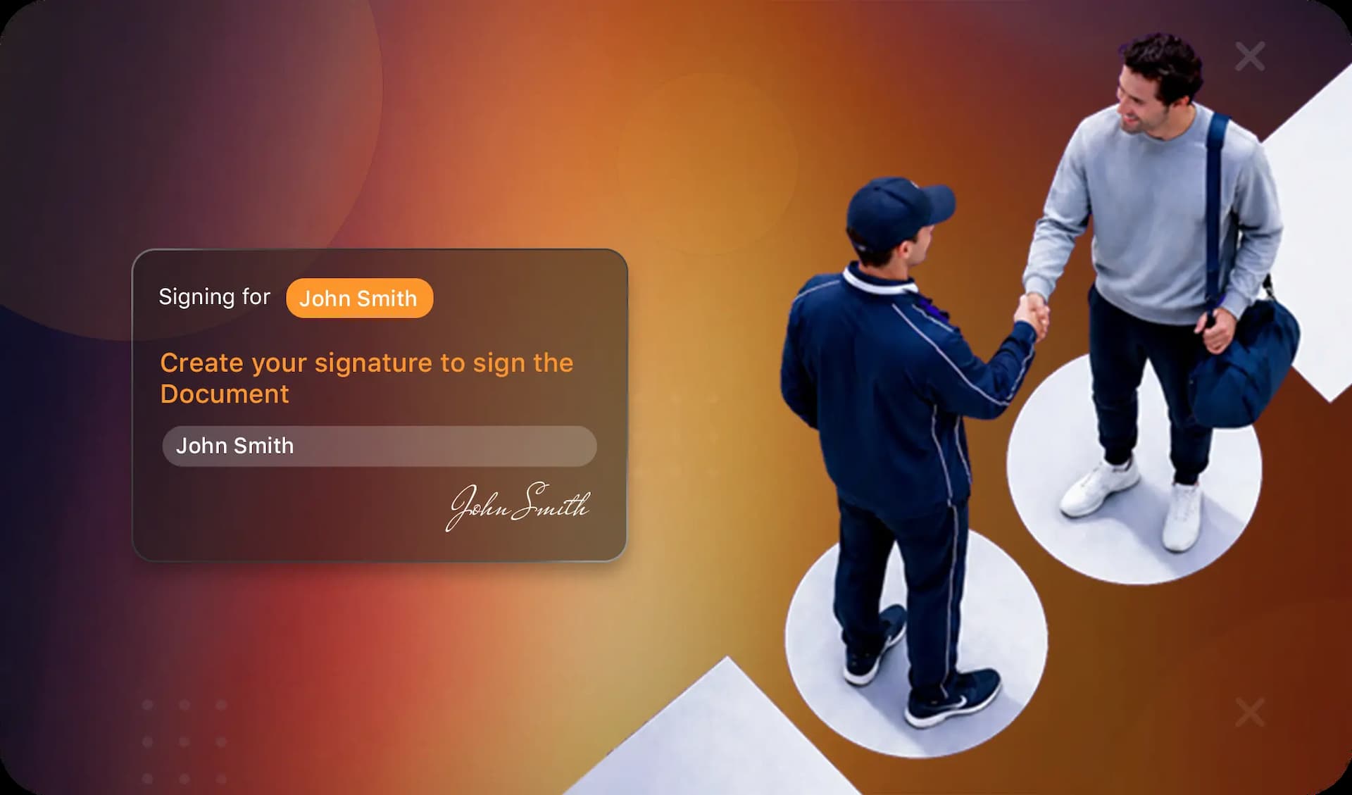 All-in-one contracts and agreements interface with mobile-friendly signing tools, participant name fields, and status tracking for secure documentation.