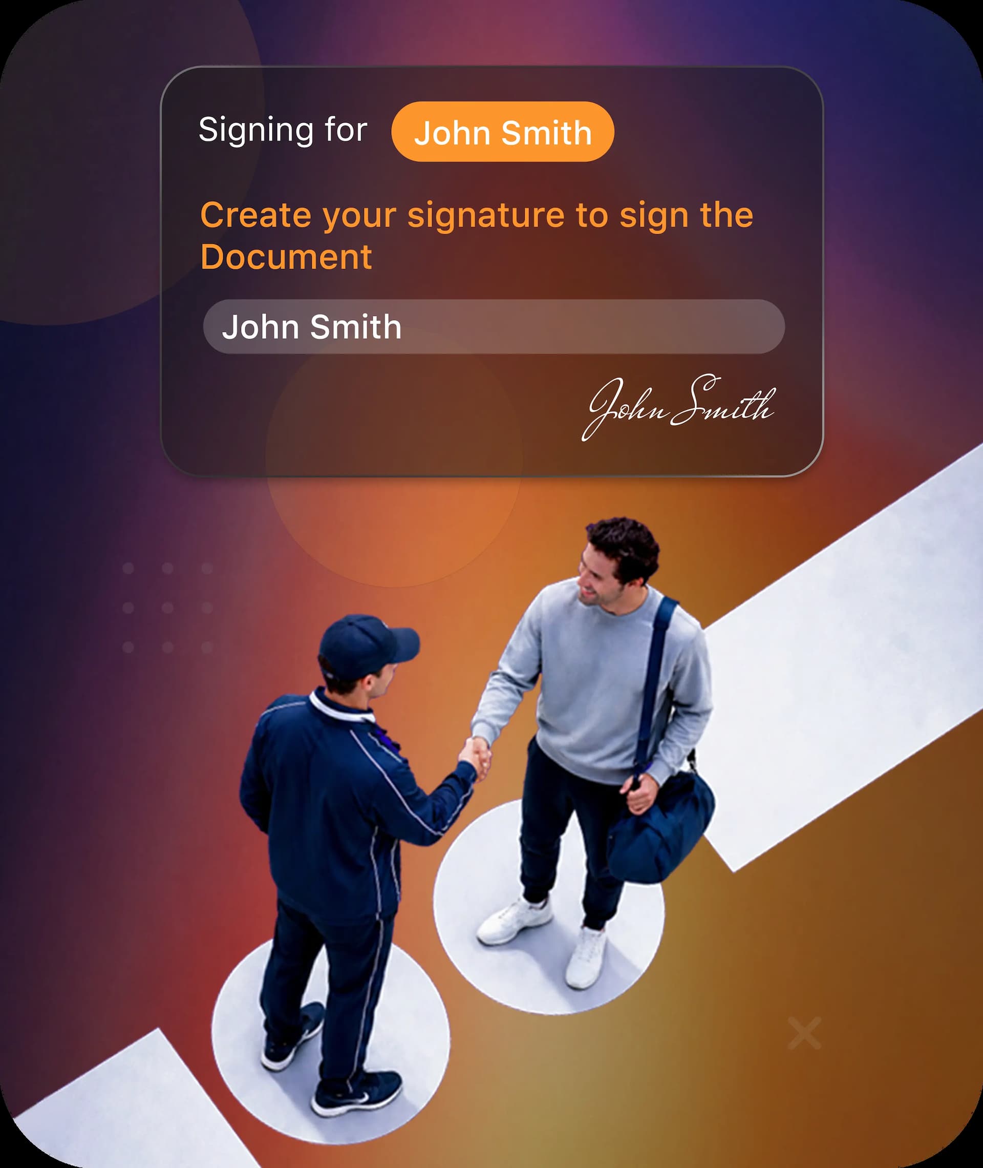 All-in-one contracts and agreements interface with mobile-friendly signing tools, participant name fields, and status tracking for secure documentation.
