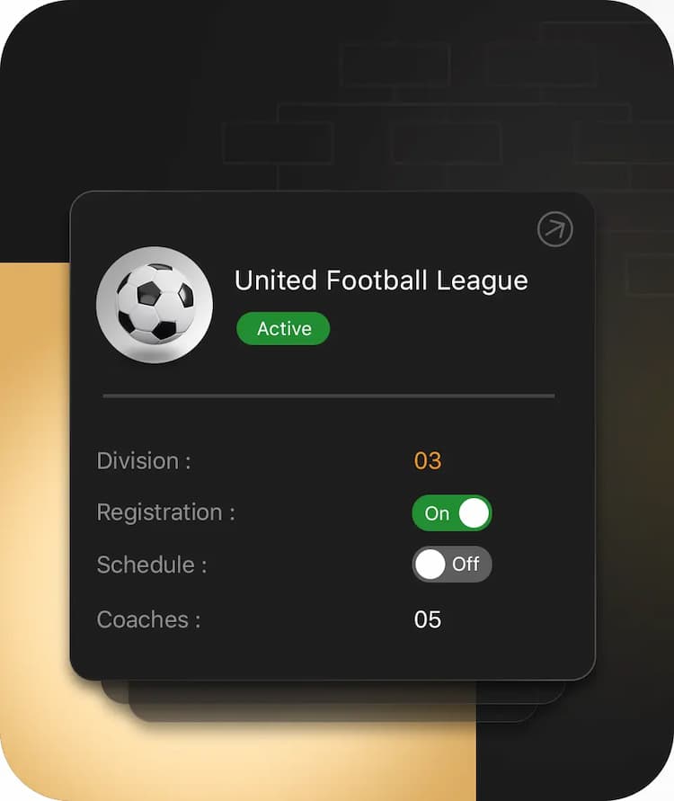 League management software for organizations featuring tools for registration control, division setup, automated scheduling, and playoff tracking.