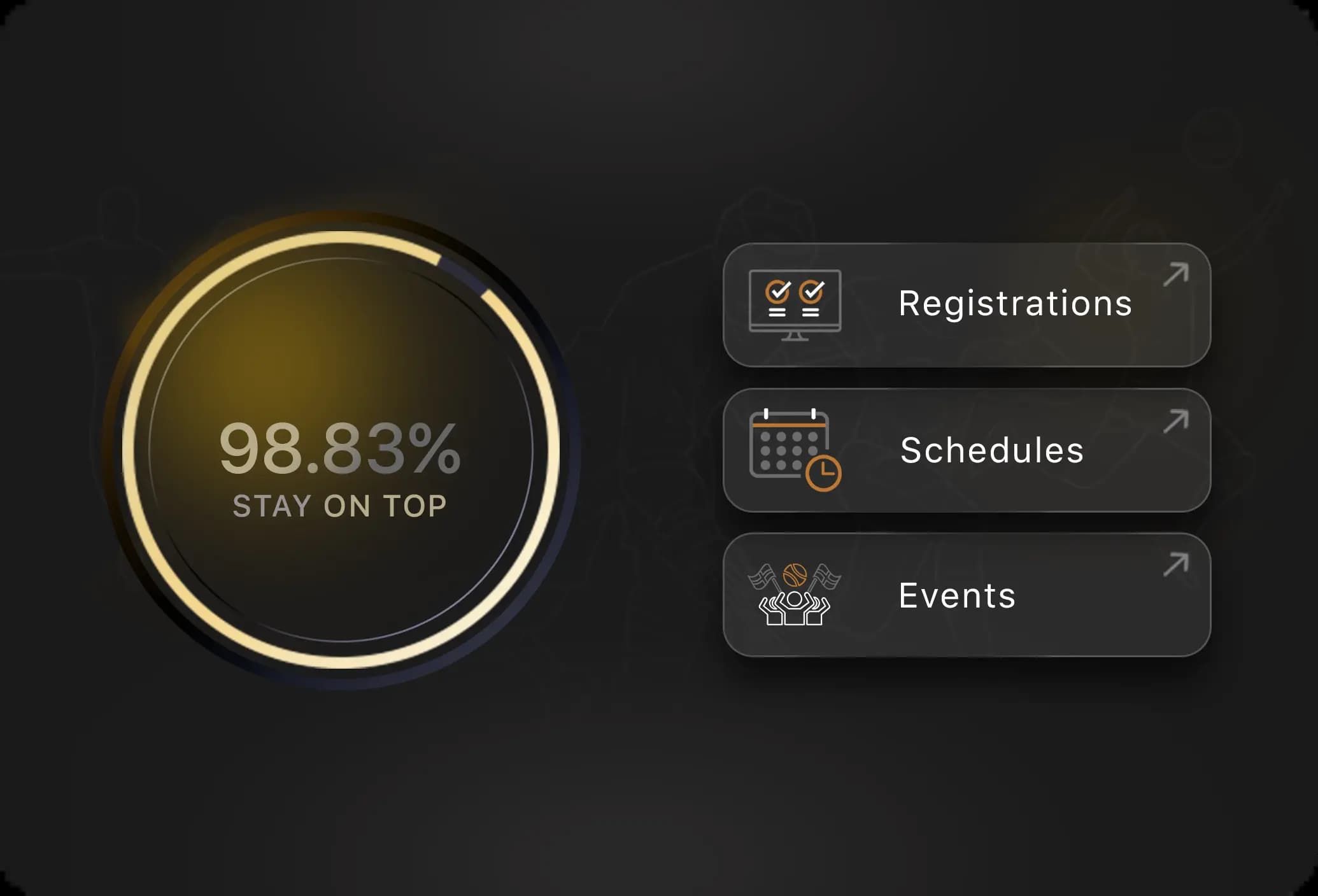 Athlete management software helping users track registrations, schedules, and upcoming events