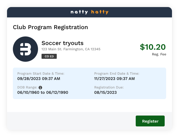 club program registration